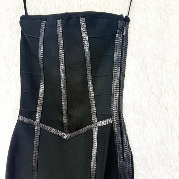 Haute Hippie Womens Black Bandage Dress Size XS Black Embellished Bodycon Glam - Picture 7 of 14